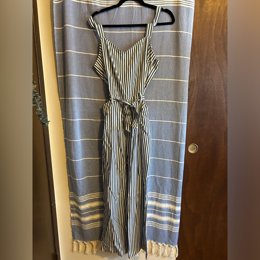 Nautical striped romper.
